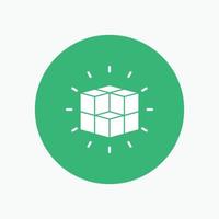 box. labyrinth. puzzle. solution. cube White Glyph Icon in Circle. Vector Button illustration