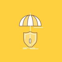 insurance. protection. safety. digital. shield Flat Line Filled Icon. Beautiful Logo button over yellow background for UI and UX. website or mobile application vector