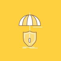 insurance. protection. safety. digital. shield Flat Line Filled Icon. Beautiful Logo button over yellow background for UI and UX. website or mobile application vector