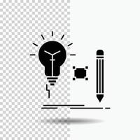 Idea. insight. key. lamp. lightbulb Glyph Icon on Transparent Background. Black Icon vector