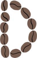 scarabocchio a mano libera schizzo disegno di caffè fagiolo alfabeto. png