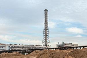 An oil and gas engineering and industrial construction. Panorama of the factory photo