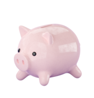 3d pink ceramic Piggy bank. png