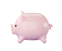 3d pink ceramic Piggy bank. png