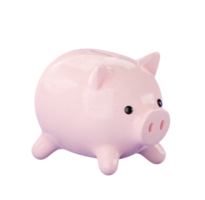 3d pink ceramic Piggy bank. png