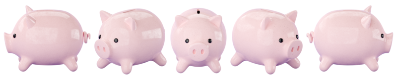 3d pink Piggy banks set of different sides . png