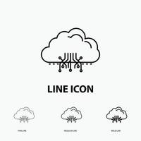 cloud. computing. data. hosting. network Icon in Thin. Regular and Bold Line Style. Vector illustration