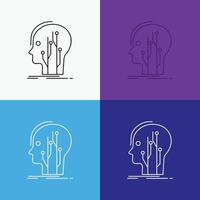 Data. head. human. knowledge. network Icon Over Various Background. Line style design. designed for web and app. Eps 10 vector illustration