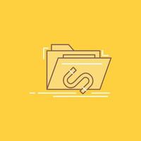 Backdoor. exploit. file. internet. software Flat Line Filled Icon. Beautiful Logo button over yellow background for UI and UX. website or mobile application vector