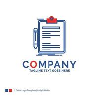 Company Name Logo Design For Contract. check. Business. done. clip board. Blue and red Brand Name Design with place for Tagline. Abstract Creative Logo template for Small and Large Business. vector