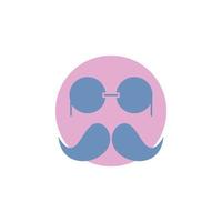 bigote. inconformista. movimiento lentes. icono de glifo de hombres. vector