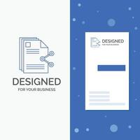 Business Logo for content. files. sharing. share. document. Vertical Blue Business .Visiting Card template vector