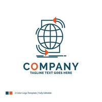 Connectivity. global. internet. network. web Logo Design. Blue and Orange Brand Name Design. Place for Tagline. Business Logo template. vector