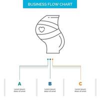Belt. Safety. Pregnancy. Pregnant. women Business Flow Chart Design with 3 Steps. Line Icon For Presentation Background Template Place for text vector