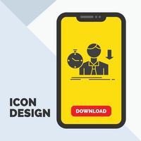 failure. fail. sad. depression. time Glyph Icon in Mobile for Download Page. Yellow Background vector