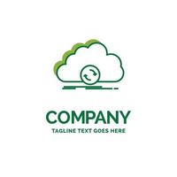 cloud. syncing. sync. data. synchronization Flat Business Logo template. Creative Green Brand Name Design. vector