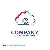 Company Name Logo Design For cloud. syncing. sync. data. synchronization. Blue and red Brand Name Design with place for Tagline. Abstract Creative Logo template for Small and Large Business. vector