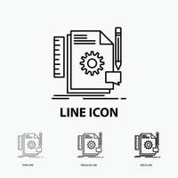 Creative. design. develop. feedback. support Icon in Thin. Regular and Bold Line Style. Vector illustration