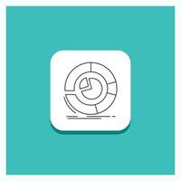 Round Button for Analysis. analytics. business. diagram. pie chart Line icon Turquoise Background vector