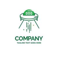 space ship. space. ship. rocket. alien Flat Business Logo template. Creative Green Brand Name Design. vector