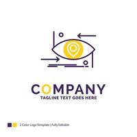 Company Name Logo Design For Advanced. future. gen. science. technology. eye. Purple and yellow Brand Name Design with place for Tagline. Creative Logo template for Small and Large Business. vector