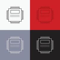 Processor. Hardware. Computer. PC. Technology Icon Over Various Background. Line style design. designed for web and app. Eps 10 vector illustration
