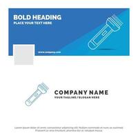 Blue Business Logo Template for torch. light. flash. camping. hiking. Facebook Timeline Banner Design. vector web banner background illustration