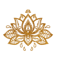 Lotus flowers. Gold texture. Yoga, tarot, tattoo illustration. png