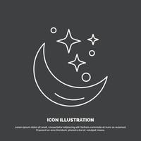 Moon. Night. star. weather. space Icon. Line vector symbol for UI and UX. website or mobile application