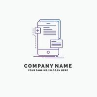 frontend. interface. mobile. phone. developer Purple Business Logo Template. Place for Tagline vector