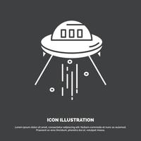 space ship. space. ship. rocket. alien Icon. glyph vector symbol for UI and UX. website or mobile application