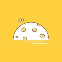 planet. space. moon. flag. mars Flat Line Filled Icon. Beautiful Logo button over yellow background for UI and UX. website or mobile application vector