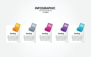 Timeline 5 options Horizontal Infographic for presentations workflow process diagram flow chart report vector