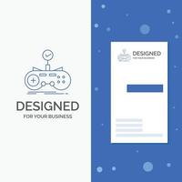 Business Logo for Check. controller. game. gamepad. gaming. Vertical Blue Business .Visiting Card template vector