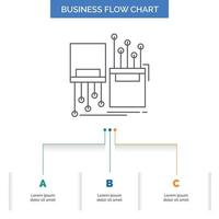 digital. fiber. electronic. lane. cable Business Flow Chart Design with 3 Steps. Line Icon For Presentation Background Template Place for text vector