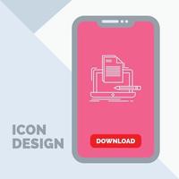 descifrador. codificación. computadora. lista. icono de línea de papel en el móvil para la página de descarga vector