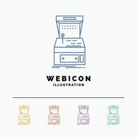 Arcade. console. game. machine. play 5 Color Line Web Icon Template isolated on white. Vector illustration