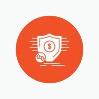 Finance. financial. money. secure. security White Glyph Icon in Circle. Vector Button illustration