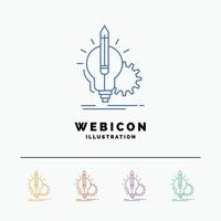 Idea. insight. key. lamp. lightbulb 5 Color Line Web Icon Template isolated on white. Vector illustration