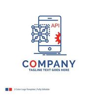 Company Name Logo Design For Api. Application. coding. Development. Mobile. Blue and red Brand Name Design with place for Tagline. Abstract Creative Logo template for Small and Large Business. vector