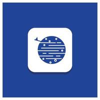 Blue Round Button for moon. planet. space. squarico. earth Glyph icon vector