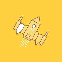 spacecraft. spaceship. ship. space. alien Flat Line Filled Icon. Beautiful Logo button over yellow background for UI and UX. website or mobile application vector