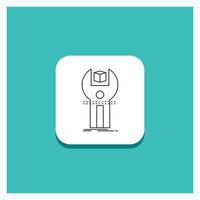 Round Button for SDK. App. development. kit. programming Line icon Turquoise Background vector