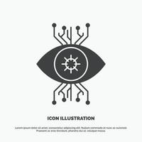 Infrastructure. monitoring. surveillance. vision. eye Icon. glyph vector gray symbol for UI and UX. website or mobile application