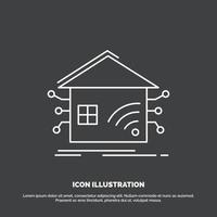 automatización. hogar. casa. inteligente. icono de red. símbolo de vector de línea para ui y ux. sitio web o aplicación móvil