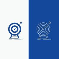 goal. hit. market. success. target Line and Glyph web Button in Blue color Vertical Banner for UI and UX. website or mobile application vector