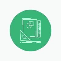 Design. layout. page. sketch. sketching White Line Icon in Circle background. vector icon illustration