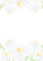 modèle de carte d'invitation de mariage marguerite blanche aquarelle png
