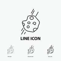 Asteroid. astronomy. meteor. space. comet Icon in Thin. Regular and Bold Line Style. Vector illustration