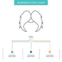 bigote. inconformista. movimiento masculino. diseño de diagrama de flujo de negocios de hombres con 3 pasos. icono de línea para el lugar de plantilla de fondo de presentación para texto vector